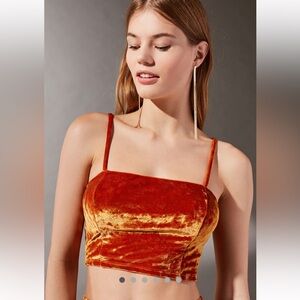 NWT Urban Outfitters Crushed Velvet Tank Top Dark Orange